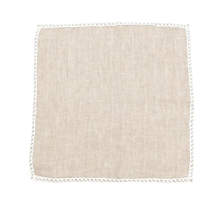 [Used] Mungai Herringbone Linen Pocket Square Beige x White [BEI] [S/S/A/W] [Condition Rank B] ​​[Men&