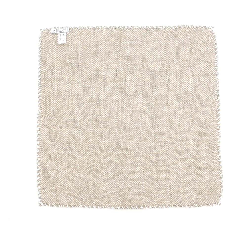 [Used] Mungai Herringbone Linen Pocket Square Beige x White [BEI] [S/S/A/W] [Condition Rank B] ​​[Men&