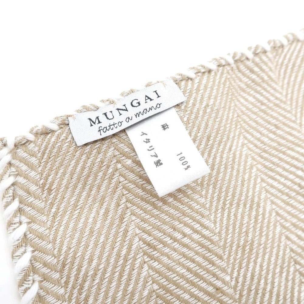 [Used] Mungai Herringbone Linen Pocket Square Beige x White [BEI] [S/S/A/W] [Condition Rank B] ​​[Men&
