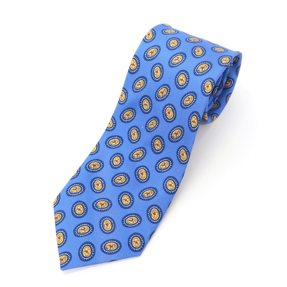 [New Outlet] GIERRE Small Pattern Print Tri-Fold Silk Tie Blue [BLU] [S/S/A/W] [Condition Rank N-] [Men&