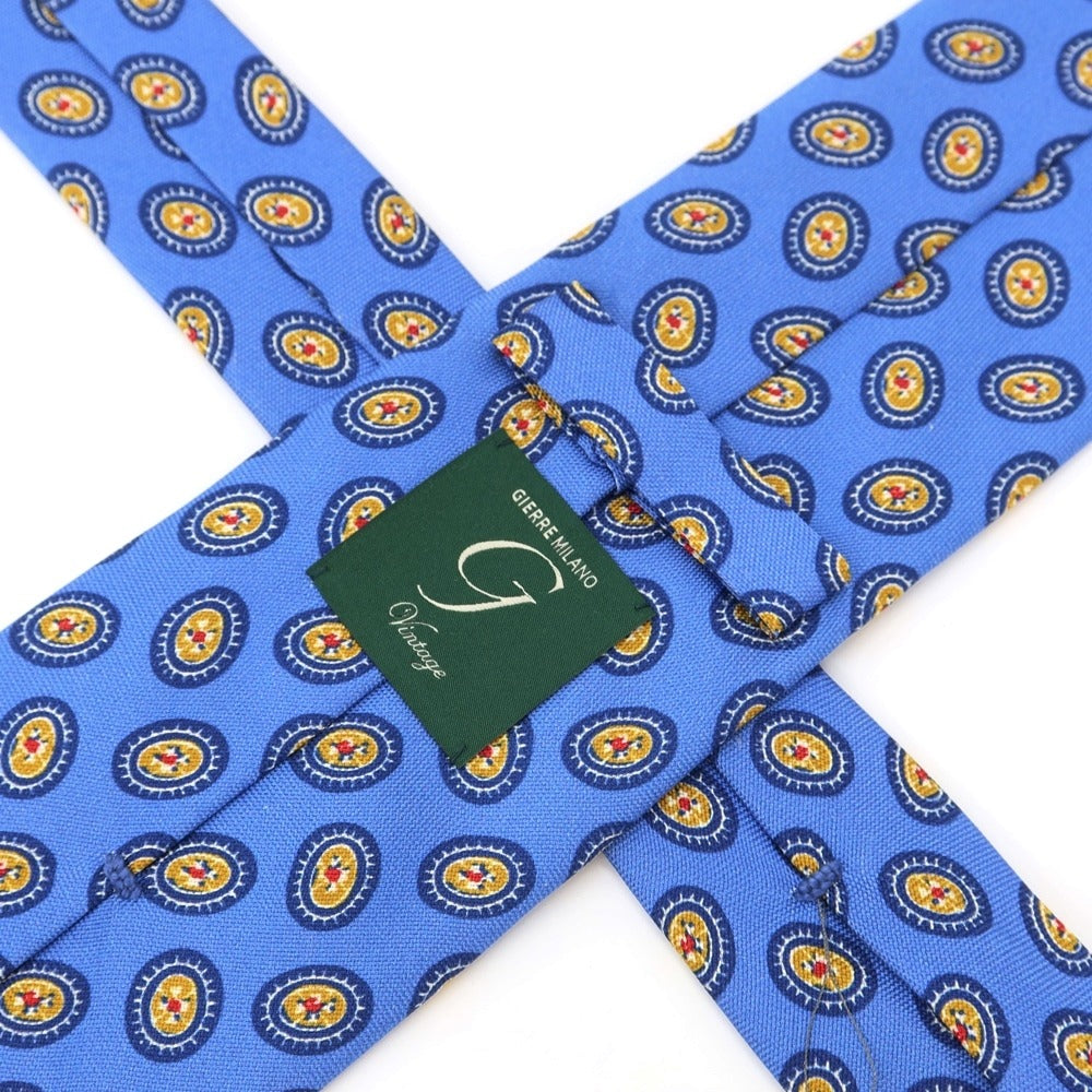 [New Outlet] GIERRE Small Pattern Print Tri-Fold Silk Tie Blue [BLU] [S/S/A/W] [Condition Rank N-] [Men&