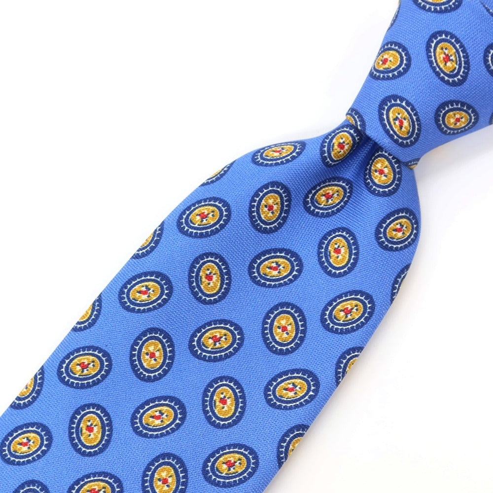 [New Outlet] GIERRE Small Pattern Print Tri-Fold Silk Tie Blue [BLU] [S/S/A/W] [Condition Rank N-] [Men&