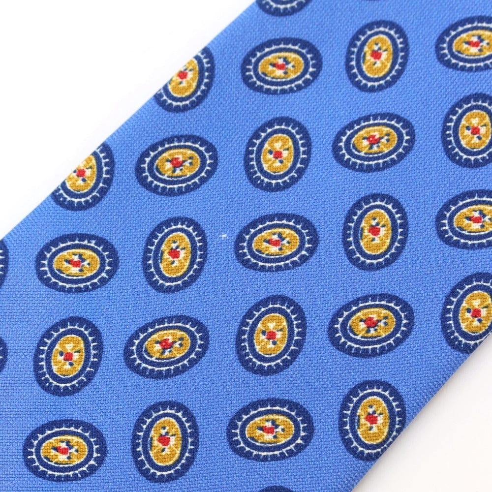 [New Outlet] GIERRE Small Pattern Print Tri-Fold Silk Tie Blue [BLU] [S/S/A/W] [Condition Rank N-] [Men&