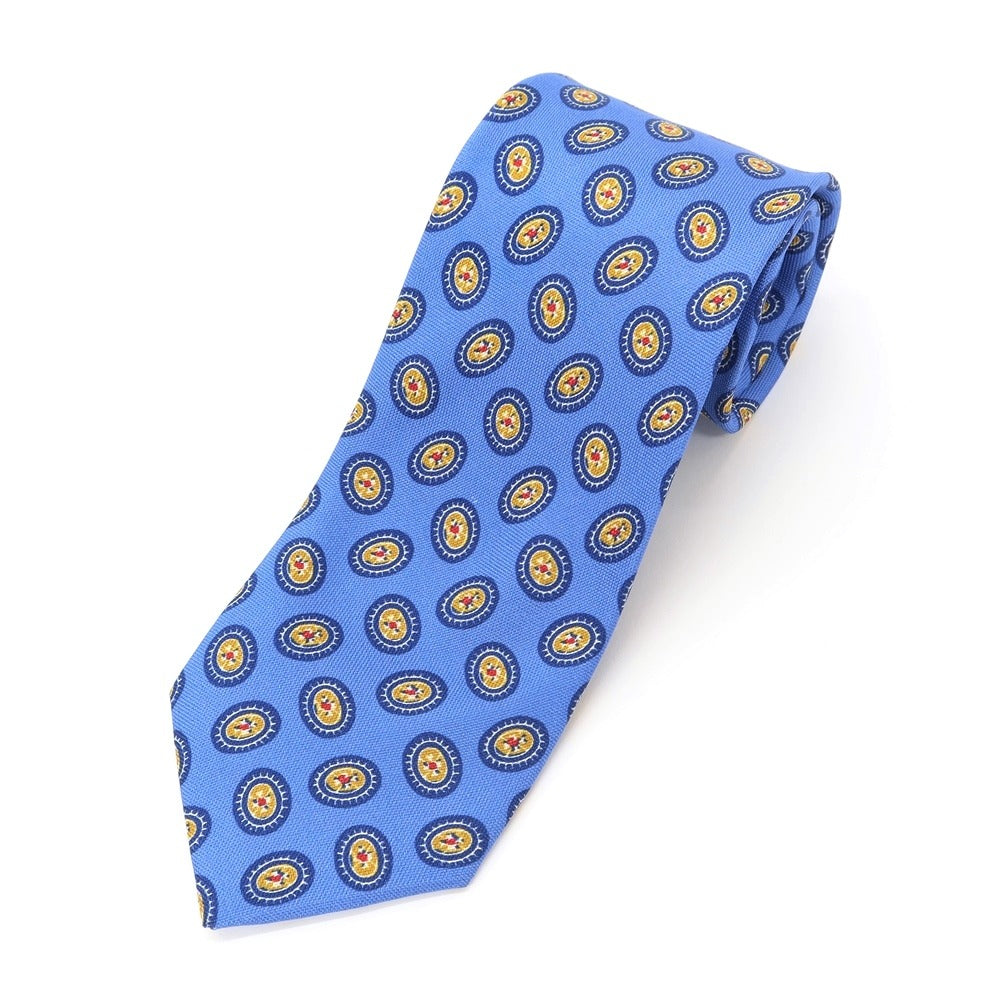 [New Outlet] GIERRE Small Pattern Print Tri-Fold Silk Tie Blue [BLU] [S/S/A/W] [Condition Rank N-] [Men&