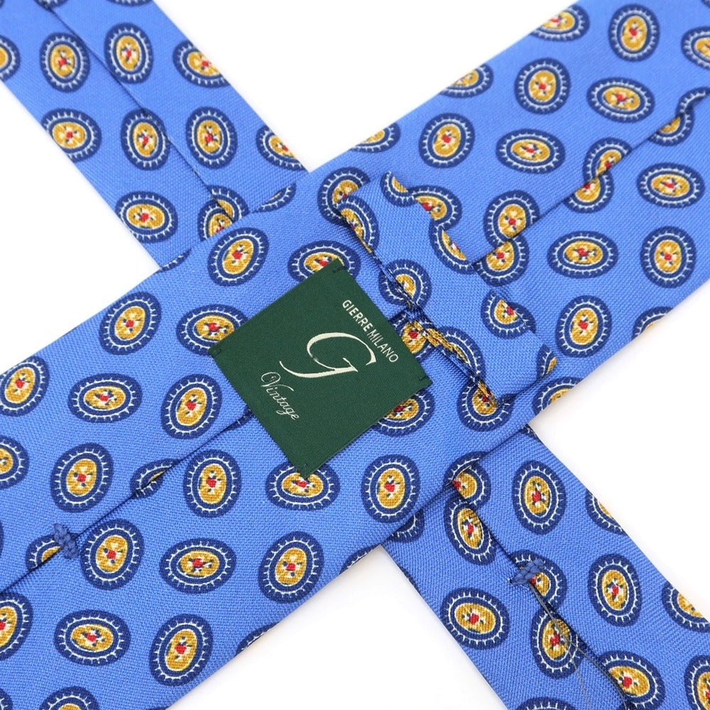 [New Outlet] GIERRE Small Pattern Print Tri-Fold Silk Tie Blue [BLU] [S/S/A/W] [Condition Rank N-] [Men&