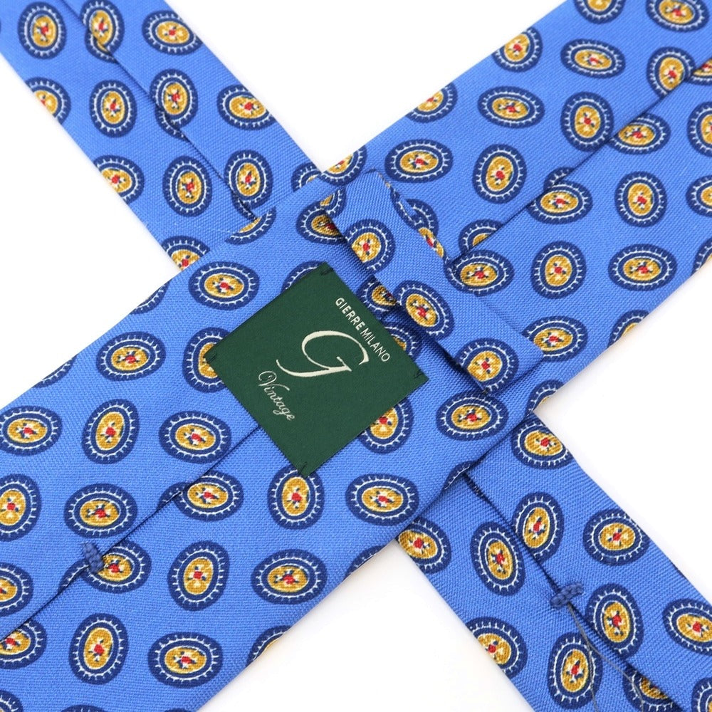 [New Outlet] GIERRE Small Pattern Print Tri-Fold Silk Tie Blue [BLU] [S/S/A/W] [Condition Rank N-] [Men&