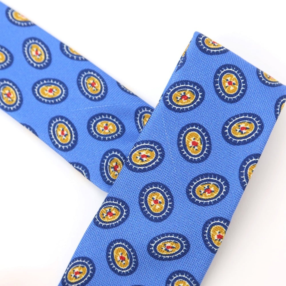 [New Outlet] GIERRE Small Pattern Print Tri-Fold Silk Tie Blue [BLU] [S/S/A/W] [Condition Rank N-] [Men&