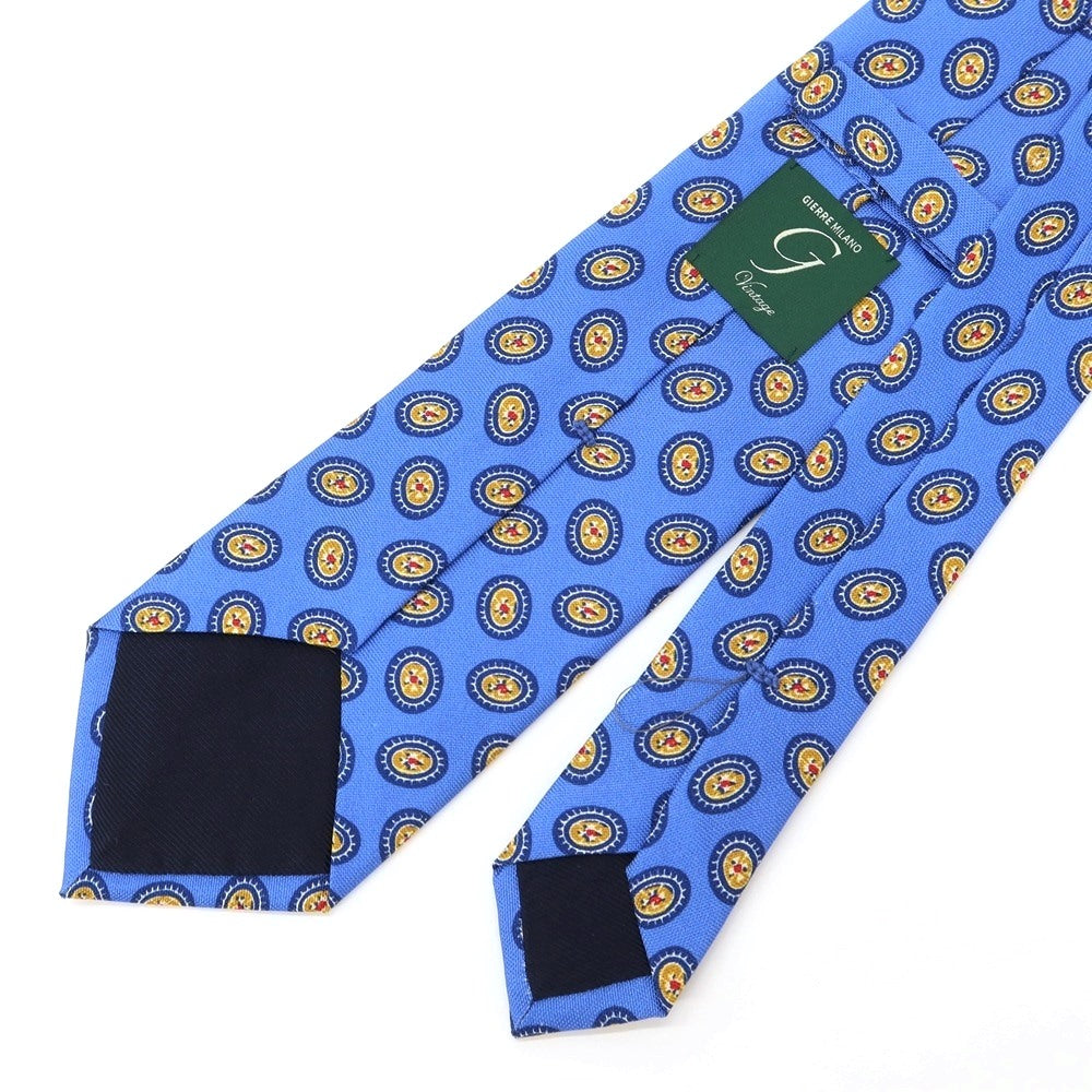 [New Outlet] GIERRE Small Pattern Print Tri-Fold Silk Tie Blue [BLU] [S/S/A/W] [Condition Rank N-] [Men&