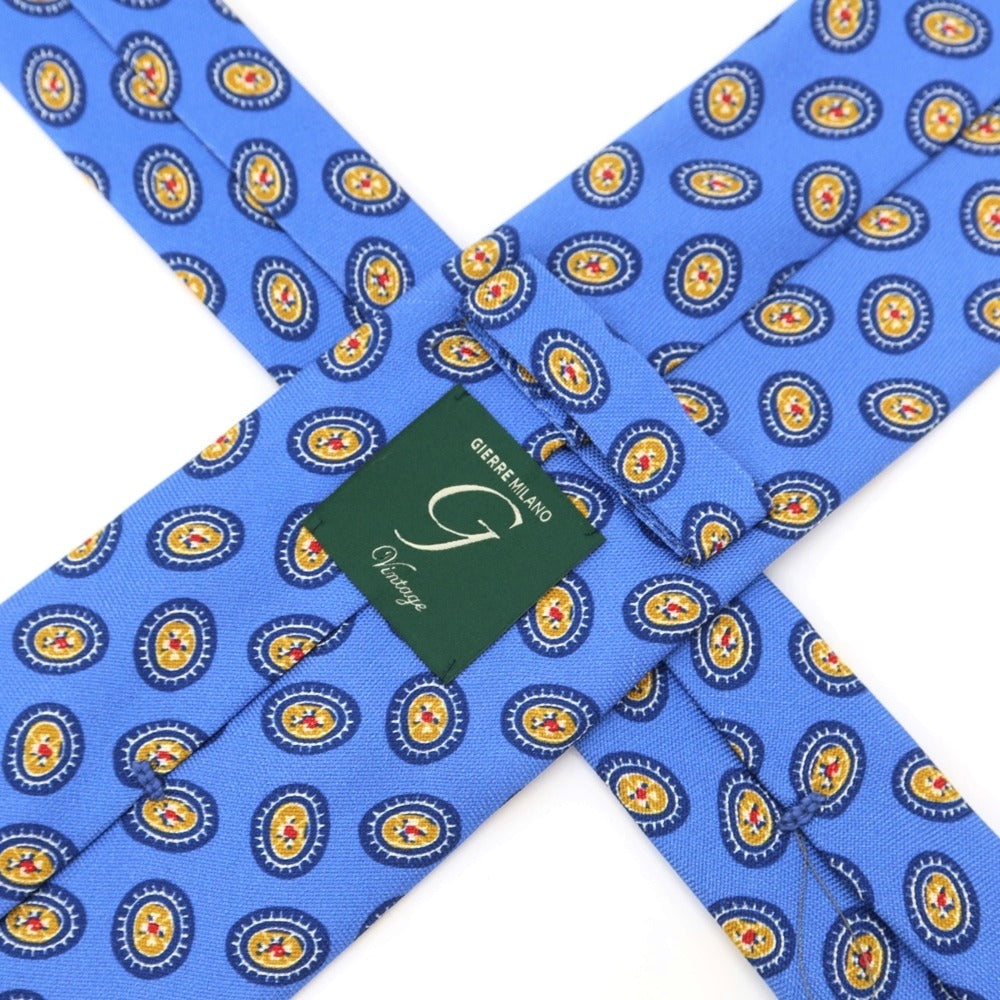 [New Outlet] GIERRE Small Pattern Print Tri-Fold Silk Tie Blue [BLU] [S/S/A/W] [Condition Rank N-] [Men&