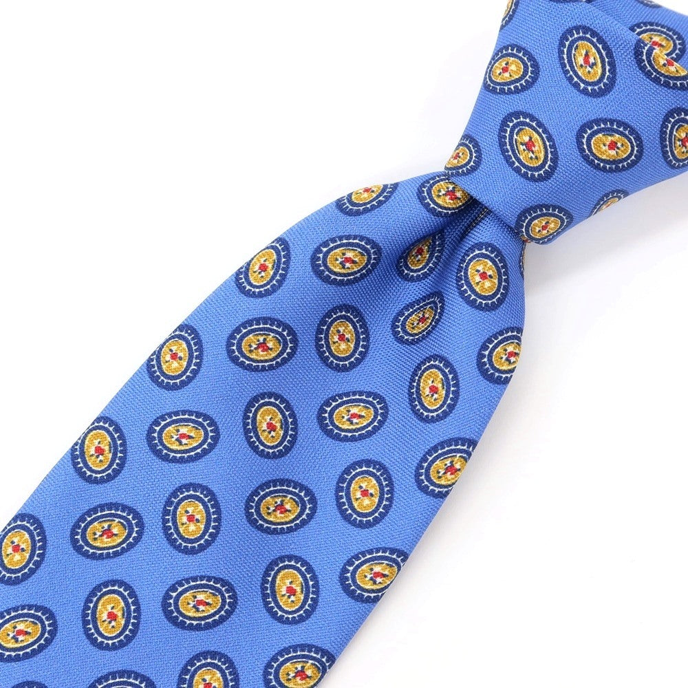 [New Outlet] GIERRE Small Pattern Print Tri-Fold Silk Tie Blue [BLU] [S/S/A/W] [Condition Rank N-] [Men&