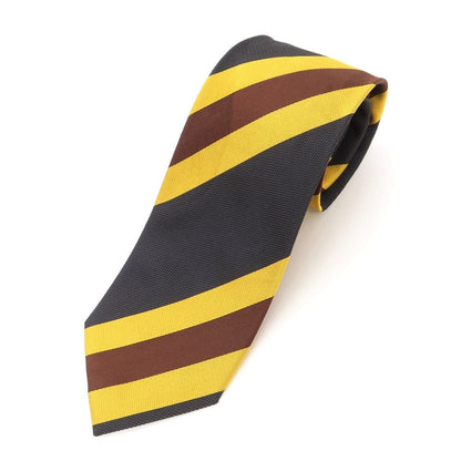 [Used] GIERRE Striped 3-fold silk tie, charcoal gray x yellow [GRY] [Condition: D] [Men&