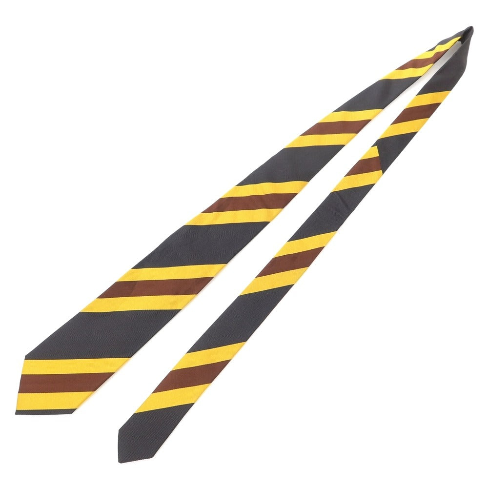 [Used] GIERRE Striped 3-fold silk tie, charcoal gray x yellow [GRY] [Condition: D] [Men&