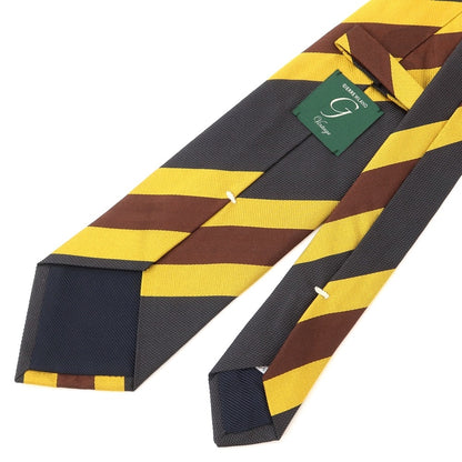 [Used] GIERRE Striped 3-fold silk tie, charcoal gray x yellow [GRY] [Condition: D] [Men&