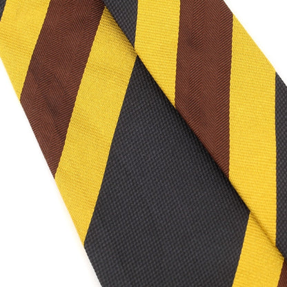 [Used] GIERRE Striped 3-fold silk tie, charcoal gray x yellow [GRY] [Condition: D] [Men&