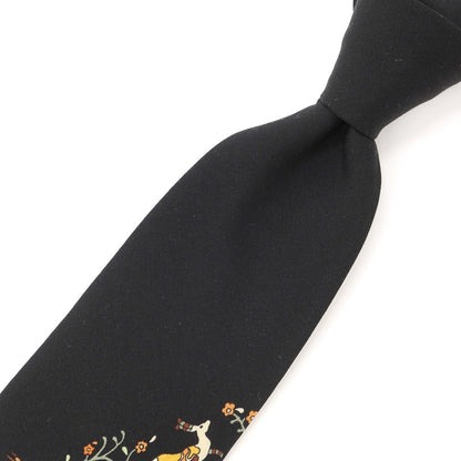 [New Outlet] GIERRE Flora and Fauna Panel Print Tri-Fold Wool Silk Tie Black [BLK] [A/W] [Condition Rank N-] [Men&