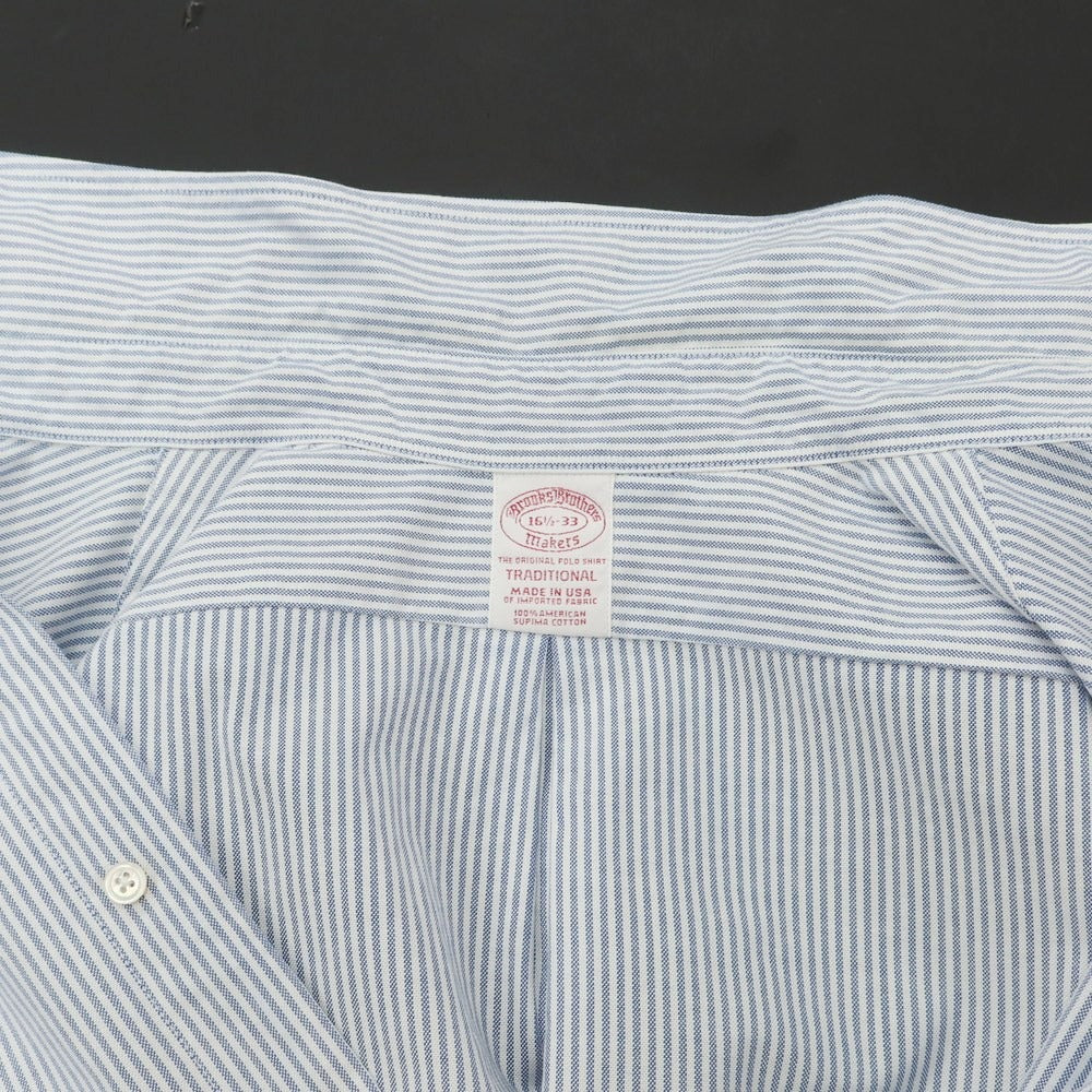 [Used] Brooks Brothers Cotton Striped Button-down Shirt White x Blue [Size 16.5] [WHT] [S/S/A/W] [Condition Rank C] [Men&