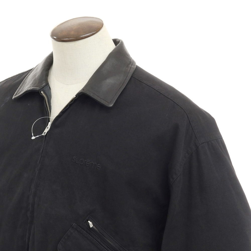 【中古】シュプリーム Supreme 2023年秋冬 Leather Collar Utility Jacket コットン 中綿 ユーティリティジャケット ブルゾン ブラック【サイズL】【BLK】【A/W】【状態ランクC】【メンズ】【768982】