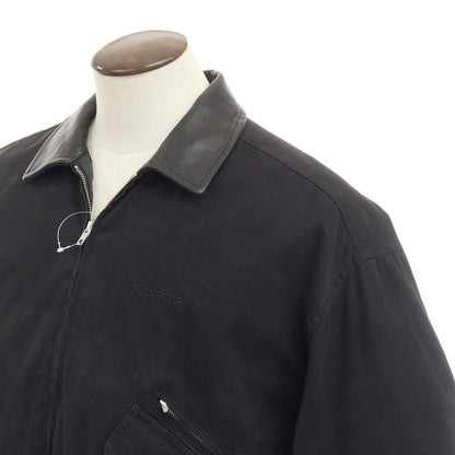 [Used] Supreme 2023 Autumn/Winter Leather Collar Utility Jacket Cotton Padded Utility Jacket Blouson Black [Size L] [BLK] [A/W] [Condition Rank C] [Men&