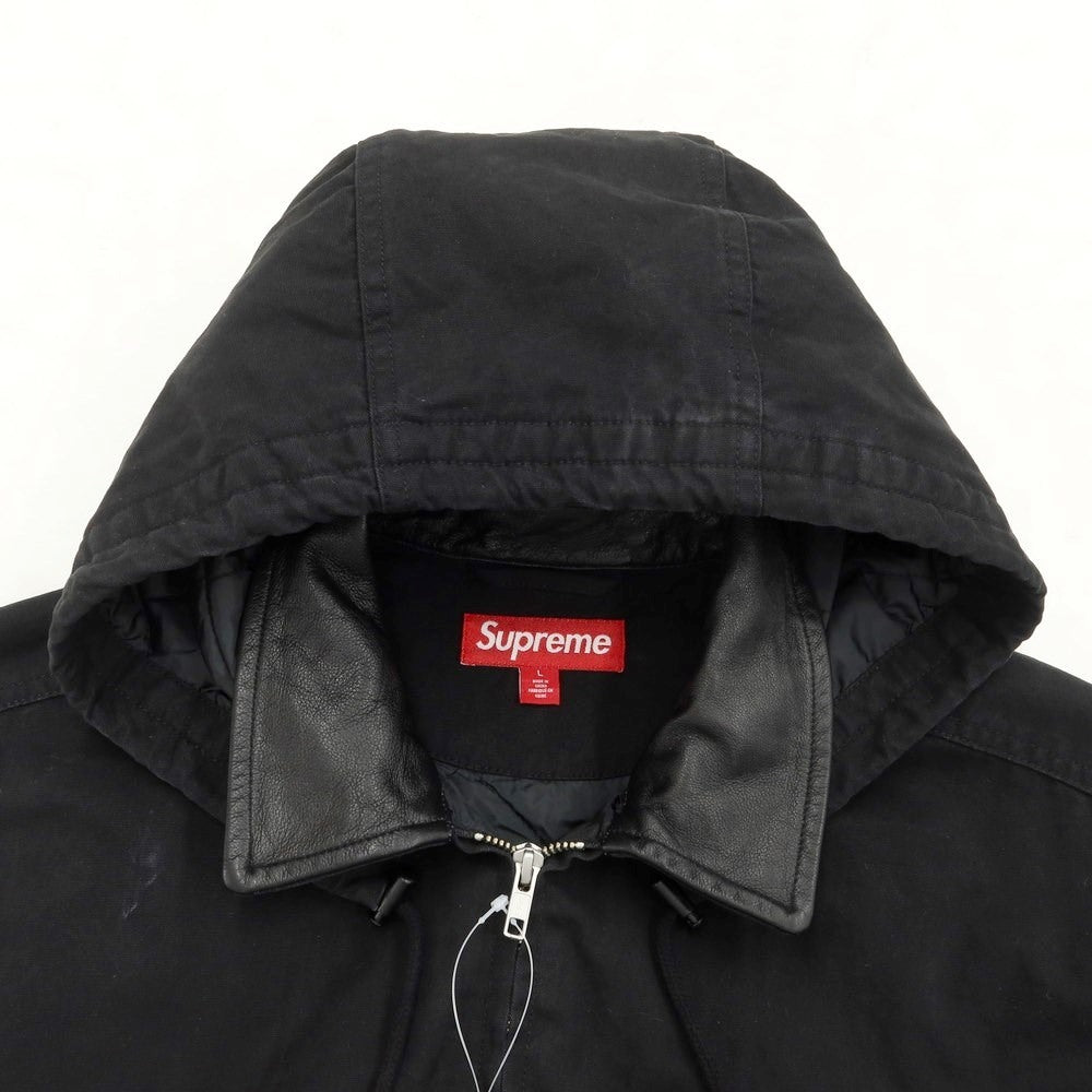 [Used] Supreme 2023 Autumn/Winter Leather Collar Utility Jacket Cotton Padded Utility Jacket Blouson Black [Size L] [BLK] [A/W] [Condition Rank C] [Men&