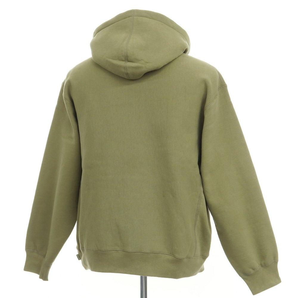 [Used] Supreme 2023 Fall/Winter Embroidered Logo Fleece-Lined Sweatshirt Hoodie Olive Green [Size M] [GRN] [A/W] [Condition Rank B] ​​[Men&