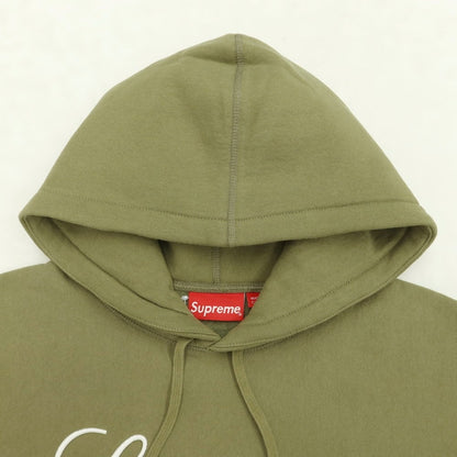 [Used] Supreme 2023 Fall/Winter Embroidered Logo Fleece-Lined Sweatshirt Hoodie Olive Green [Size M] [GRN] [A/W] [Condition Rank B] ​​[Men&