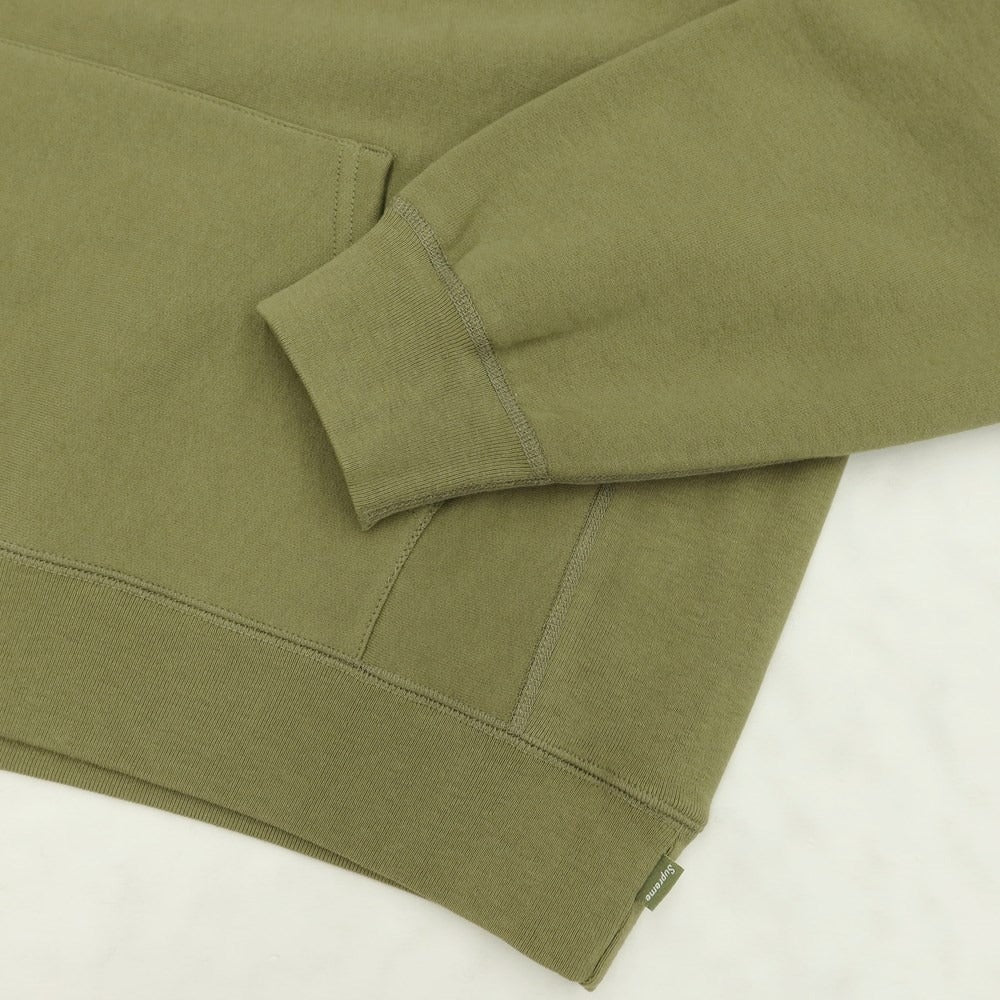 [Used] Supreme 2023 Fall/Winter Embroidered Logo Fleece-Lined Sweatshirt Hoodie Olive Green [Size M] [GRN] [A/W] [Condition Rank B] ​​[Men&