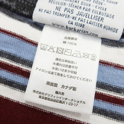 [Used] Barbarian Cotton Border Long Sleeve Crew Neck T-Shirt Blue x Bordeaux [Size L] [BLU] [S/S/A/W] [Condition Rank B] ​​[Men&