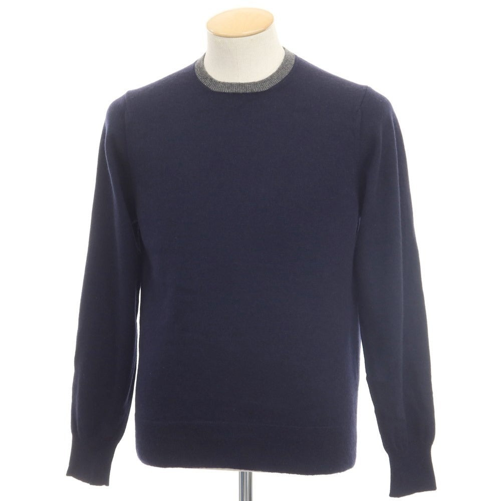 【中古】クルチアーニ CRUCIANI カシミヤ クルーネック プルオーバーニット ネイビーxグレー【サイズ44】【NVY】【A/W】【状態ランクB】【メンズ】【768894】