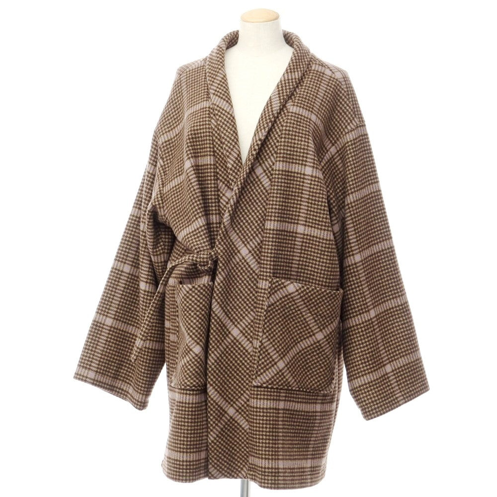 [Used] ATHA Wool Nylon Check Gown Coat Brown Beige x Dark Brown [Size F] [BRW] [A/W] [Condition Rank B] ​​[Unisex] [768884]
 [DPD]