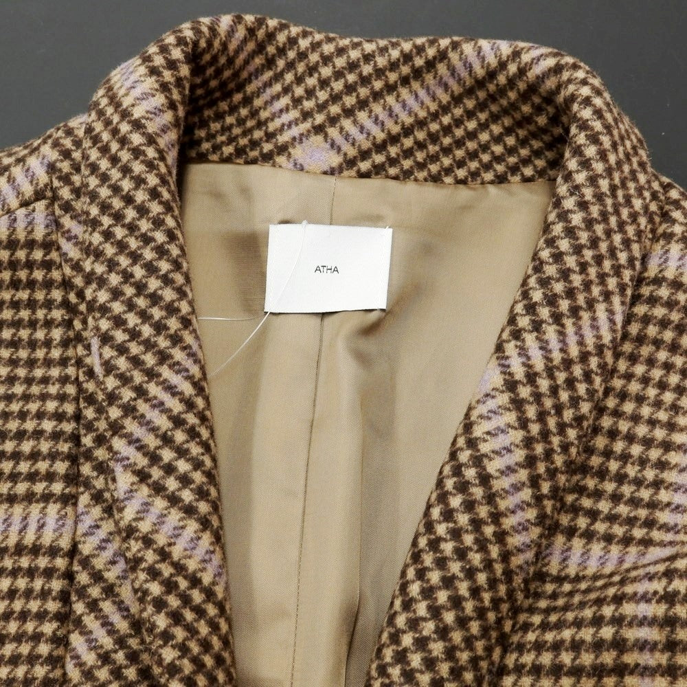 [Used] ATHA Wool Nylon Check Gown Coat Brown Beige x Dark Brown [Size F] [BRW] [A/W] [Condition Rank B] ​​[Unisex] [768884]
 [DPD]