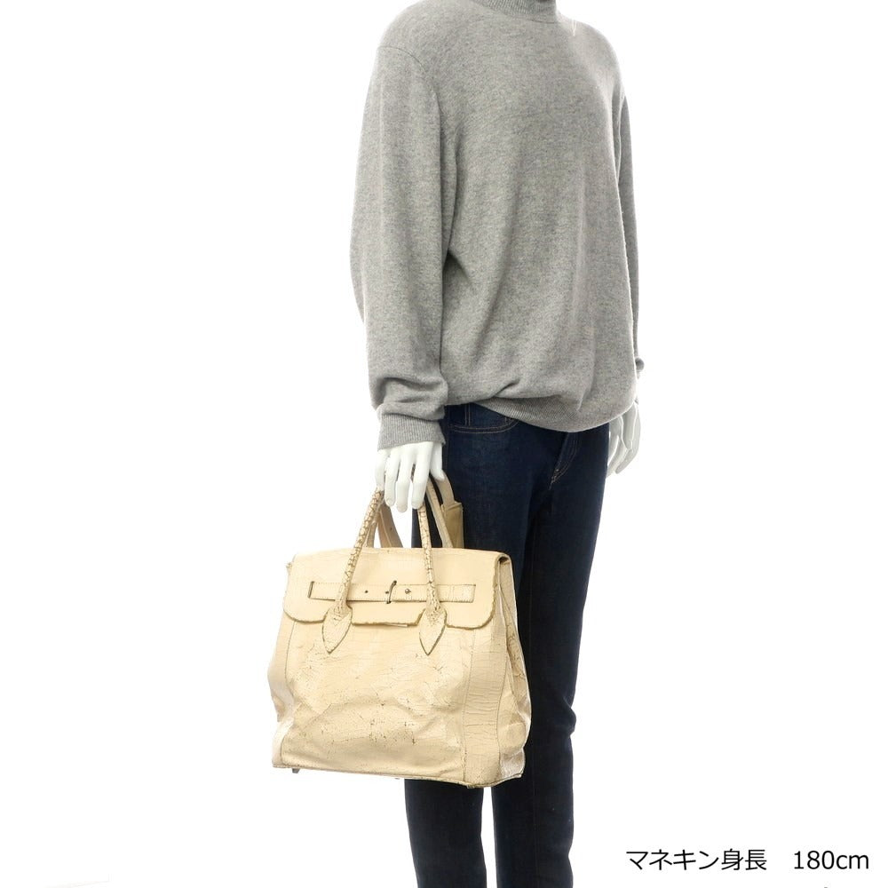 [Used] MARC MARMEL Crackle Leather Tote Bag and Wallet Set Beige x Black [Condition Rank C] [Men&