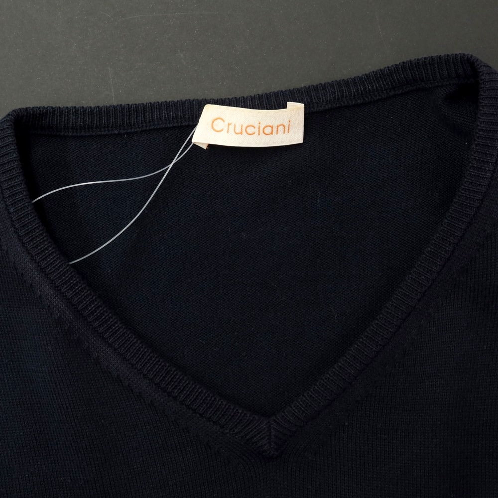 [Used] CRUCIANI Cotton V-neck pullover knit, navy [46] [Condition rank C] [Men&