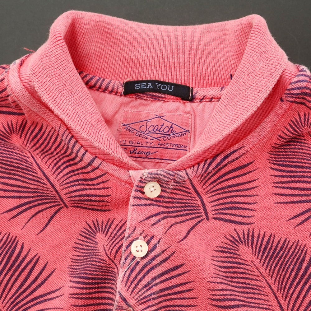 [Used] Scotch &amp;amp; Soda Cotton Pique Short Sleeve Polo Shirt Pink x Navy [S] [Condition Rank C] [Men&