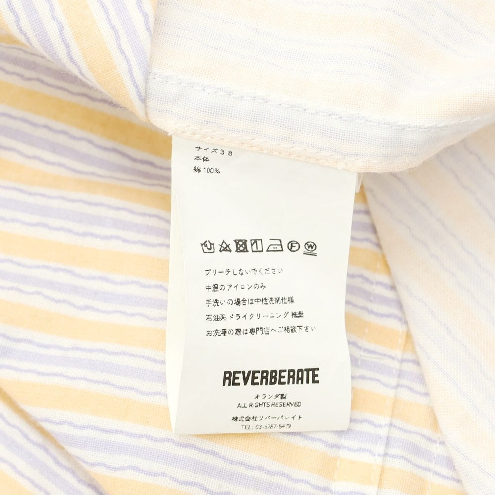 リバーバレイト REVERBERATE コットン ストライプ カジュアルシャツ オレンジxホワイト【サイズ38】【メンズ】