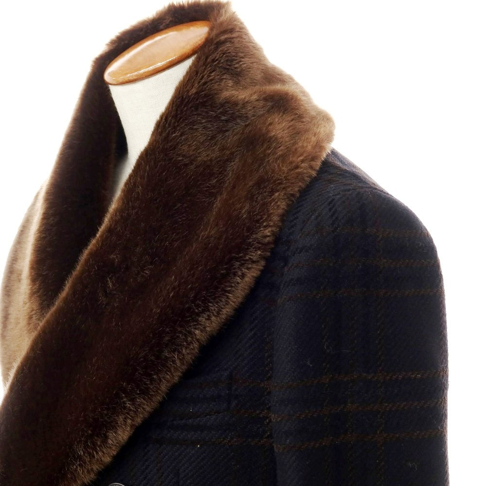 [Used] TAGLIATORE wool cotton check fur double-breasted coat in black [Size 46] [BLK] [A/W] [Condition Rank B] ​​[Men&