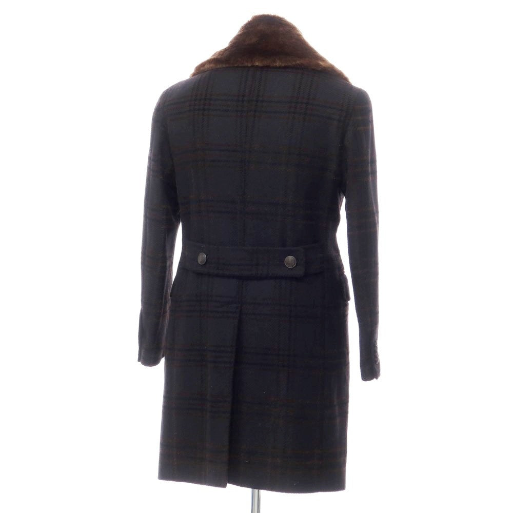 [Used] TAGLIATORE wool cotton check fur double-breasted coat in black [Size 46] [BLK] [A/W] [Condition Rank B] ​​[Men&
