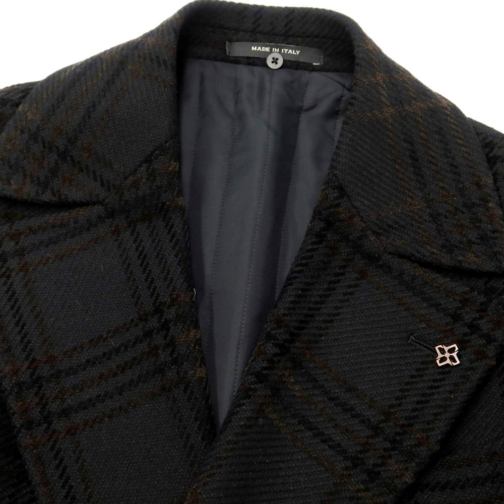 [Used] TAGLIATORE wool cotton check fur double-breasted coat in black [Size 46] [BLK] [A/W] [Condition Rank B] ​​[Men&