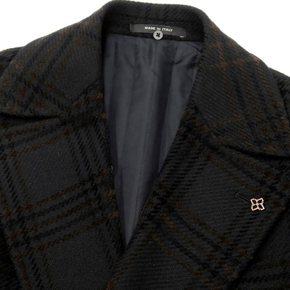 [Used] TAGLIATORE wool cotton check fur double-breasted coat in black [Size 46] [BLK] [A/W] [Condition Rank B] ​​[Men&