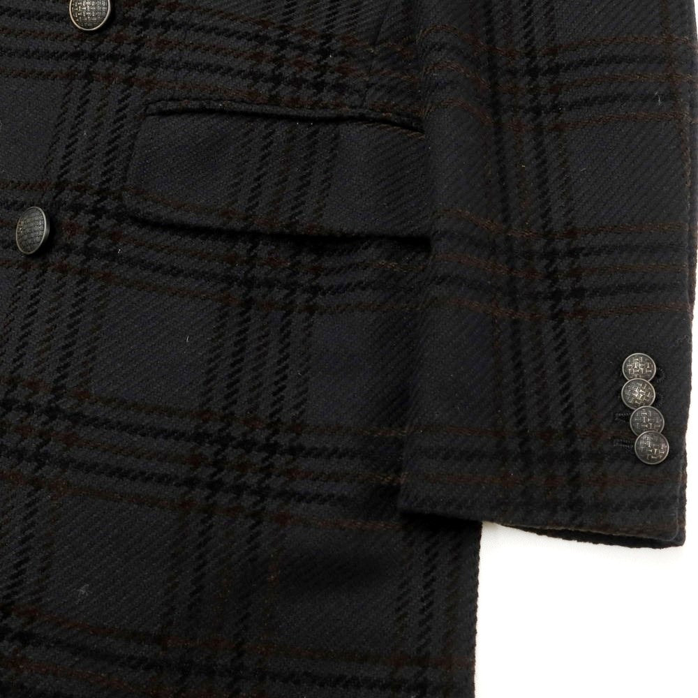 [Used] TAGLIATORE wool cotton check fur double-breasted coat in black [Size 46] [BLK] [A/W] [Condition Rank B] ​​[Men&