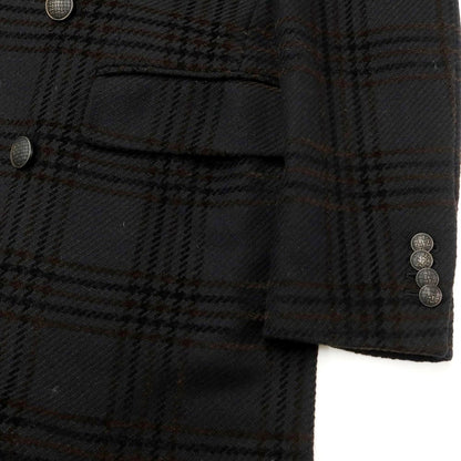 [Used] TAGLIATORE wool cotton check fur double-breasted coat in black [Size 46] [BLK] [A/W] [Condition Rank B] ​​[Men&