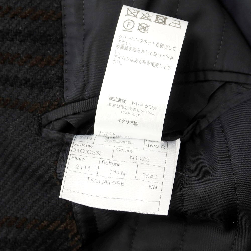 [Used] TAGLIATORE wool cotton check fur double-breasted coat in black [Size 46] [BLK] [A/W] [Condition Rank B] ​​[Men&