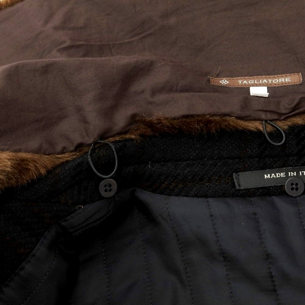 [Used] TAGLIATORE wool cotton check fur double-breasted coat in black [Size 46] [BLK] [A/W] [Condition Rank B] ​​[Men&