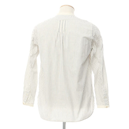 [Used] Muller &amp;amp; Bros. Cotton Striped Band Collar Casual Shirt Off-White x Dark Navy [Size 14 1/2] [WHT] [S/S/A/W] [Condition Rank C] [Men&