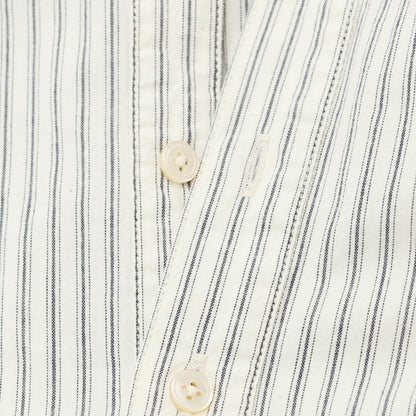 [Used] Muller &amp;amp; Bros. Cotton Striped Band Collar Casual Shirt Off-White x Dark Navy [Size 14 1/2] [WHT] [S/S/A/W] [Condition Rank C] [Men&