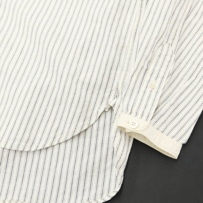 [Used] Muller &amp;amp; Bros. Cotton Striped Band Collar Casual Shirt Off-White x Dark Navy [Size 14 1/2] [WHT] [S/S/A/W] [Condition Rank C] [Men&