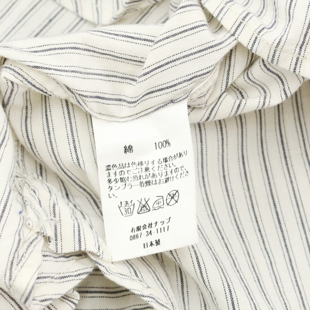 [Used] Muller &amp;amp; Bros. Cotton Striped Band Collar Casual Shirt Off-White x Dark Navy [Size 14 1/2] [WHT] [S/S/A/W] [Condition Rank C] [Men&