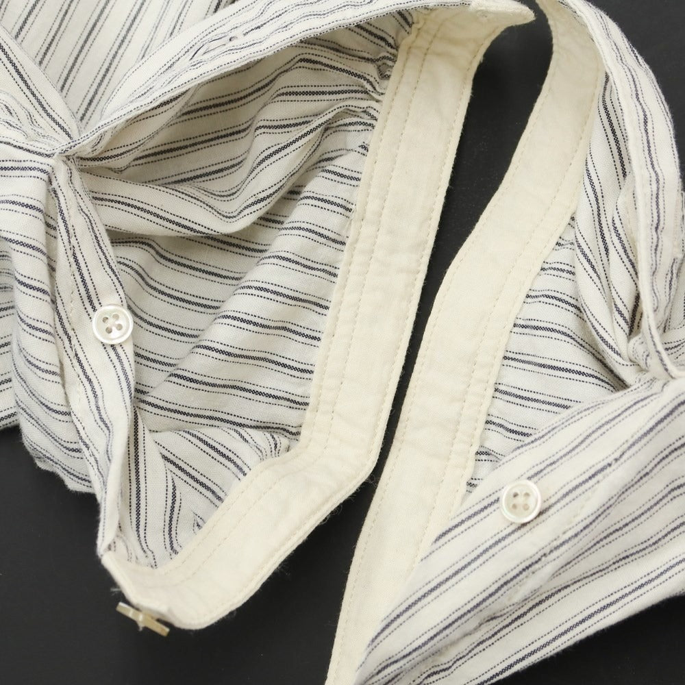 [Used] Muller &amp;amp; Bros. Cotton Striped Band Collar Casual Shirt Off-White x Dark Navy [Size 14 1/2] [WHT] [S/S/A/W] [Condition Rank C] [Men&