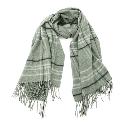 [Used] Glen Prince Cashmere Check Fringe Scarf Sage Green [GRN] [A/W] [Condition Rank B] ​​[Unisex] [768796]