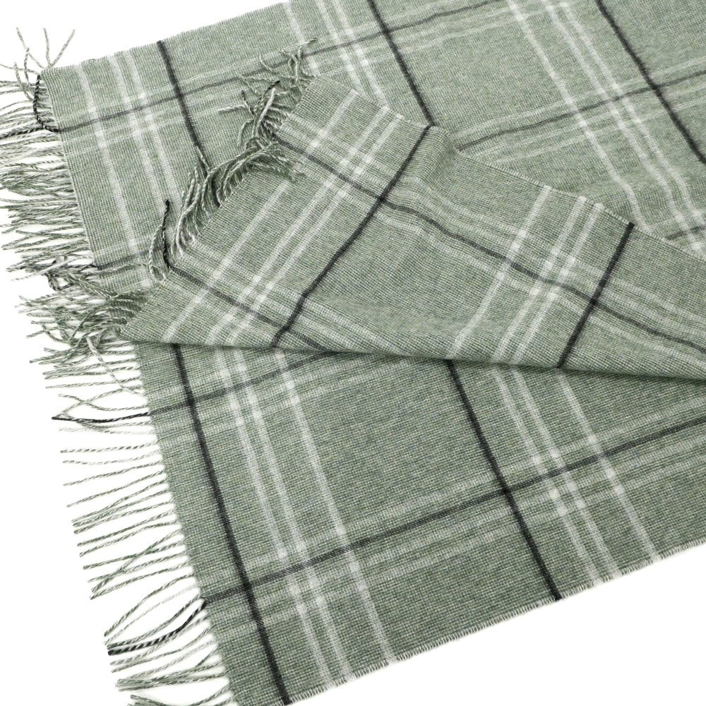 [Used] Glen Prince Cashmere Check Fringe Scarf Sage Green [GRN] [A/W] [Condition Rank B] ​​[Unisex] [768796]