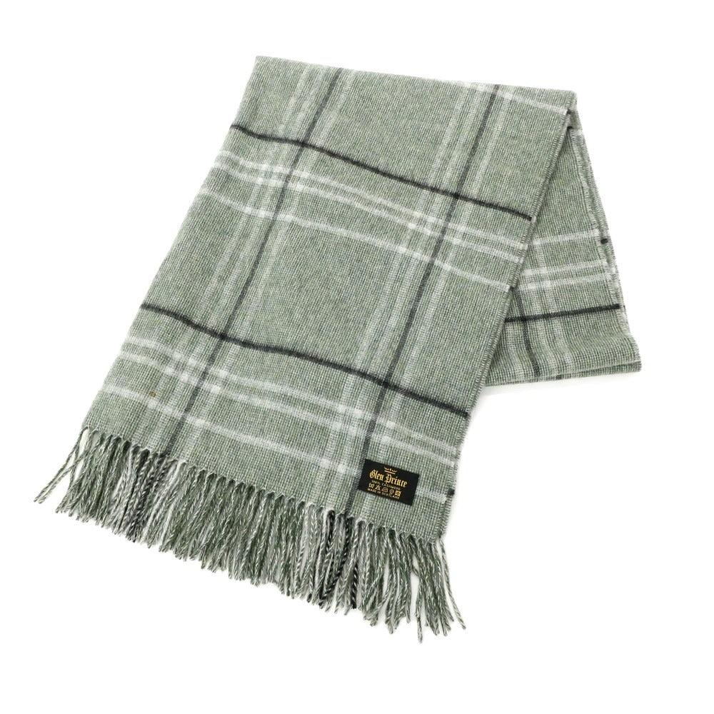 [Used] Glen Prince Cashmere Check Fringe Scarf Sage Green [GRN] [A/W] [Condition Rank B] ​​[Unisex] [768796]